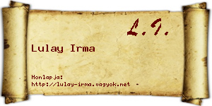 Lulay Irma névjegykártya